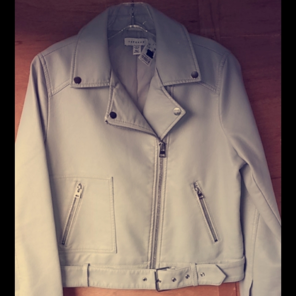 Cream leather women's jacket size med